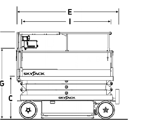 A Black And White Drawing Of A Scissor Lift With Measurements — B2B Hire In Garbutt, QLD