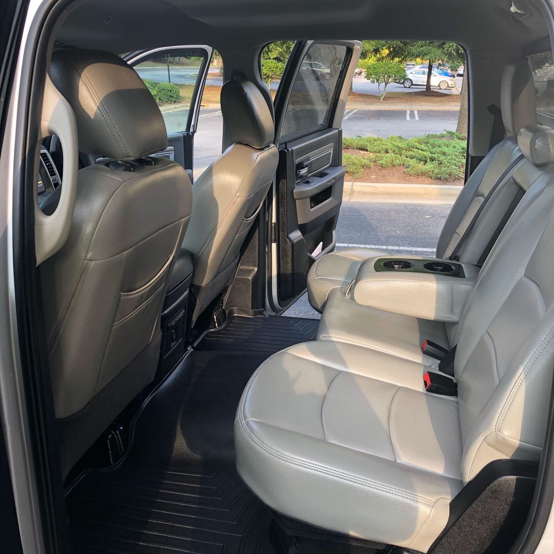 The inside of a truck with a lot of seats