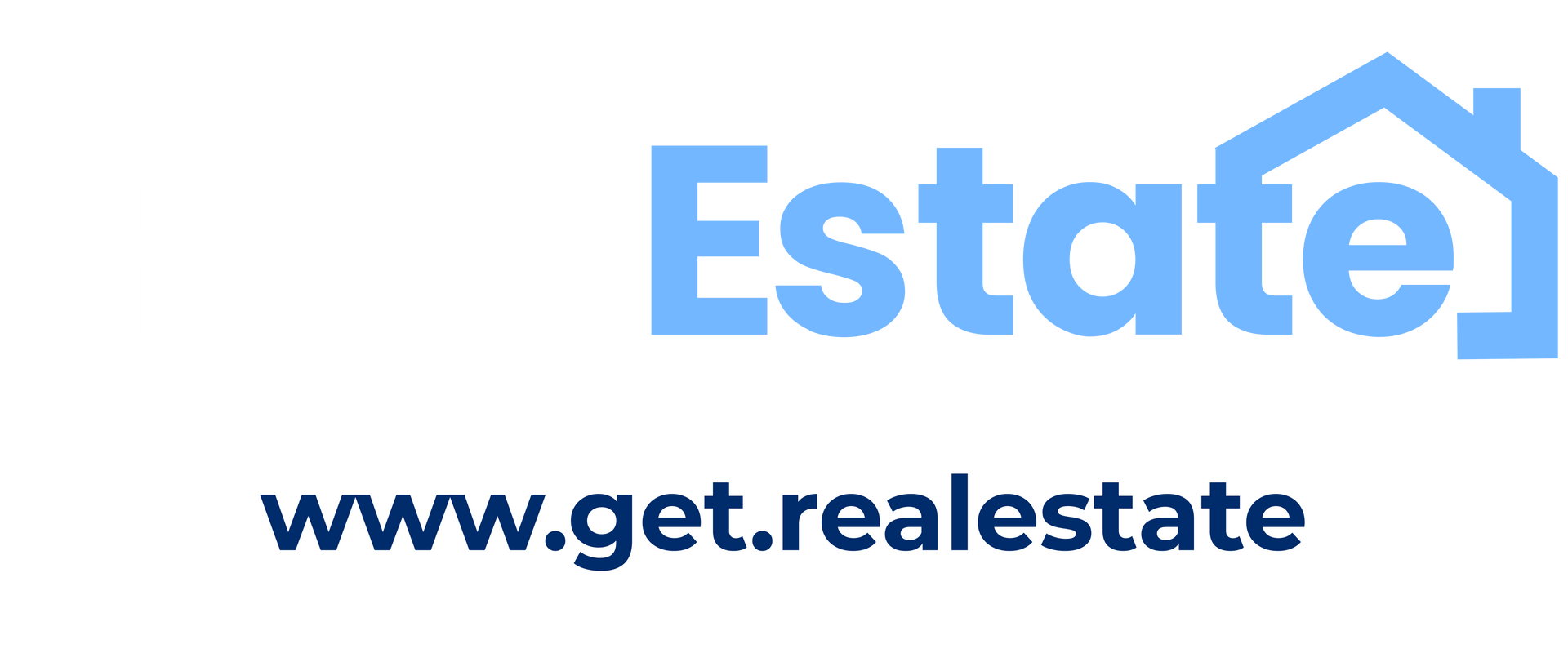 Logo for a real estate website, featuring the word 