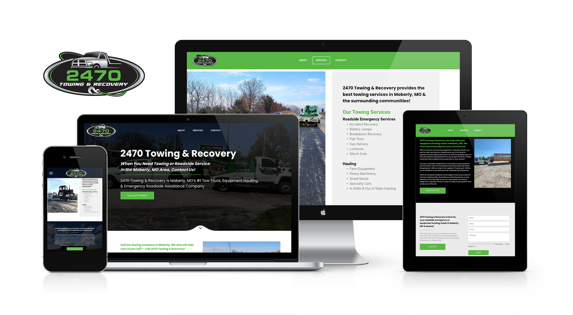 Lift Division, a Mid-Missouri Web Marketing Firm, Designed a New Website for 2470 Towing & Recovery.