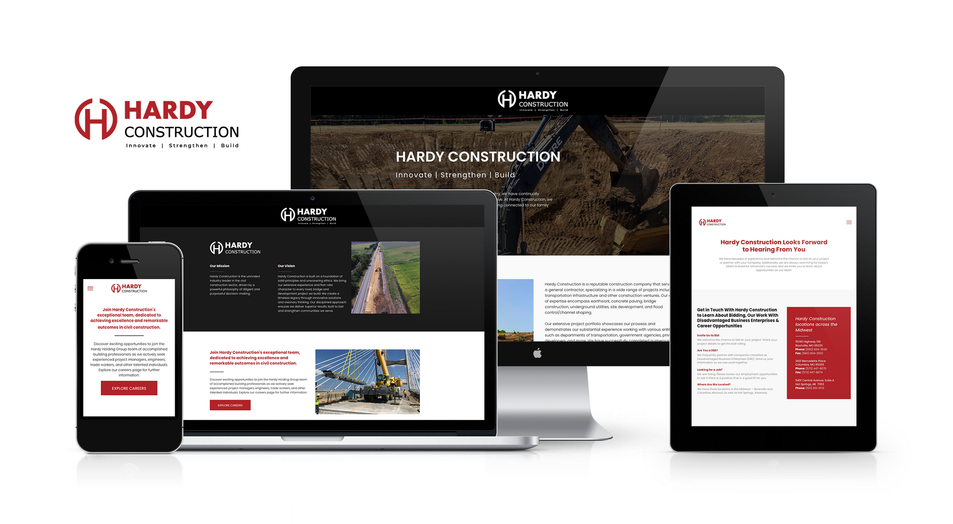 Hardy Construction Website Designed by Missouri Marketing Agency Lift Division