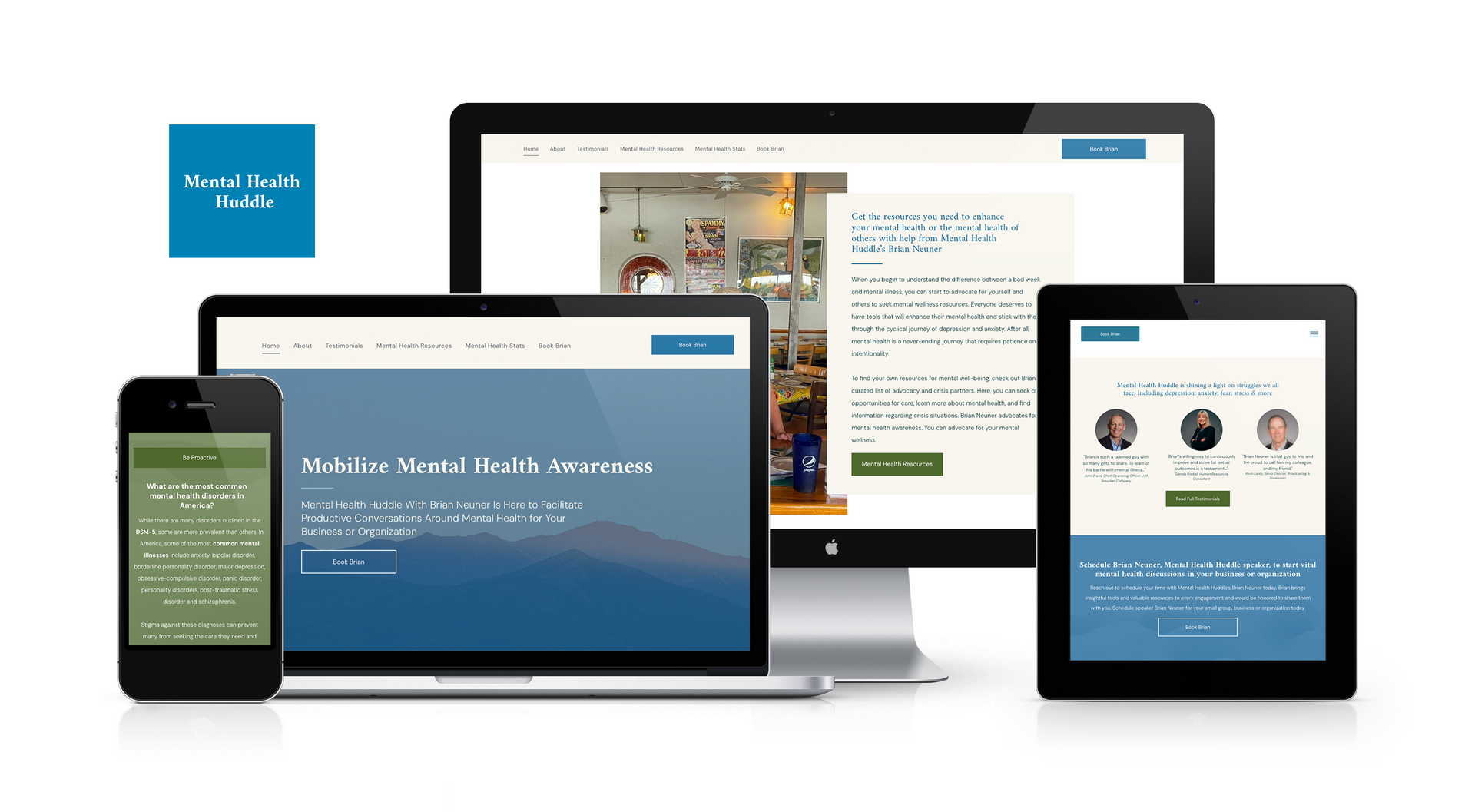 Lift Division | Website Design for Mental Health Huddle Featuring Brian Neuner, Public Speaker