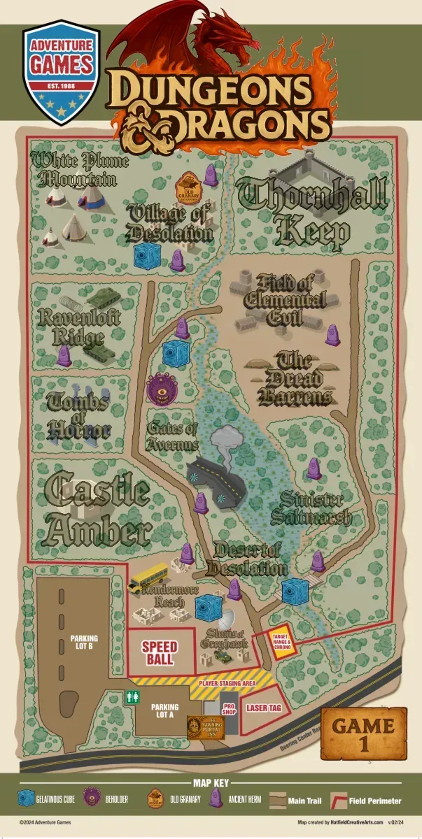 Map of a game area, 