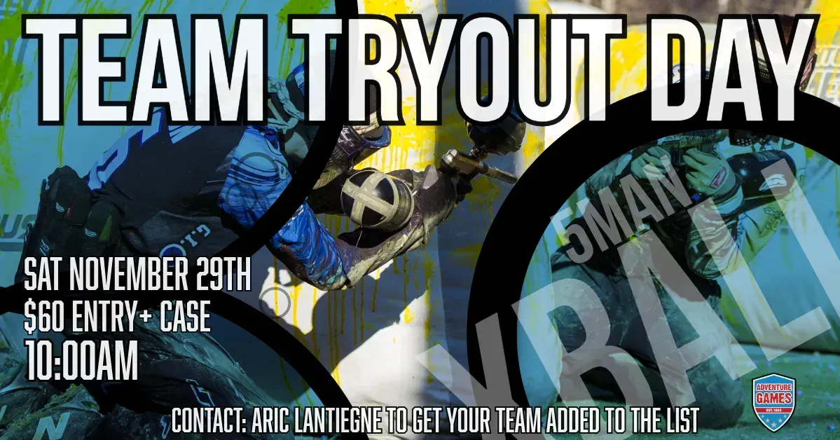 People playing paintball at an outdoor event;