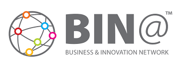 a logo for bin @ business and innovation network | BXB3 Corporation | Archive Solutions in CA