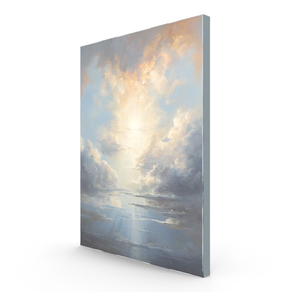 a painting of the sun shining through the clouds over the ocean | BXB3 Corporation | Archive Solutions in CA