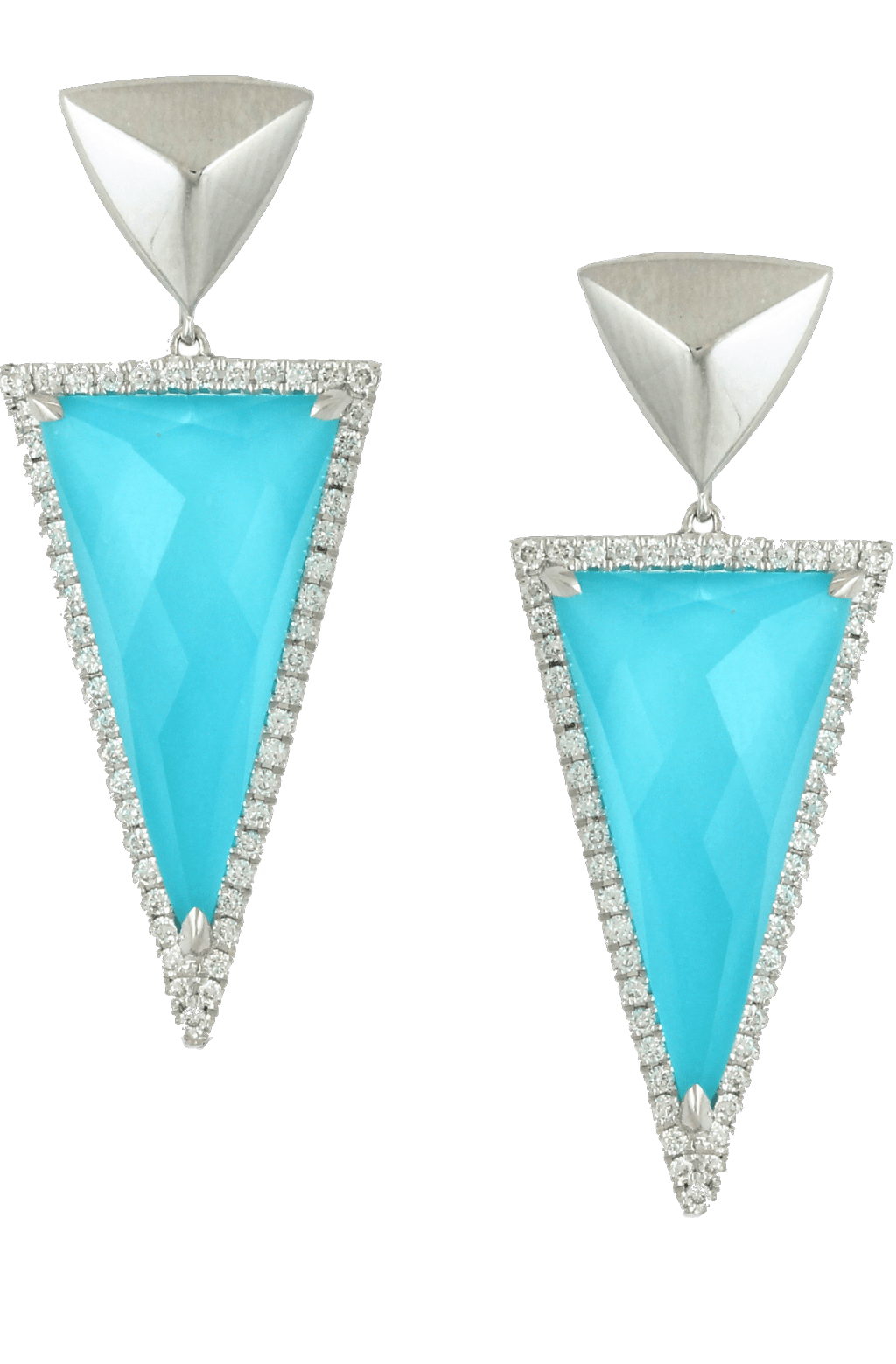 Roberto Coin — 18K W G Diamond Earrings w/ White Topaz Over Turquoise in Tarzana, CA