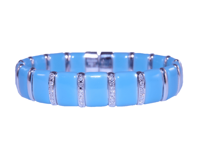 Luxury  Jewelries — Sterling Silver & 18K Tiffany Blue Enamel Firenze Collection Bracelet in Tarzana, CA