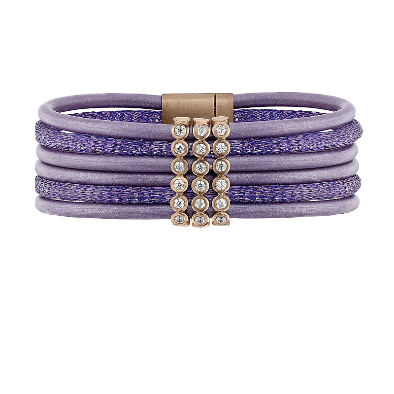 Strand Jewelry — Six Strand Purple Neoprene & Purple Fancy Collection Bracelet in Tarzana, CA