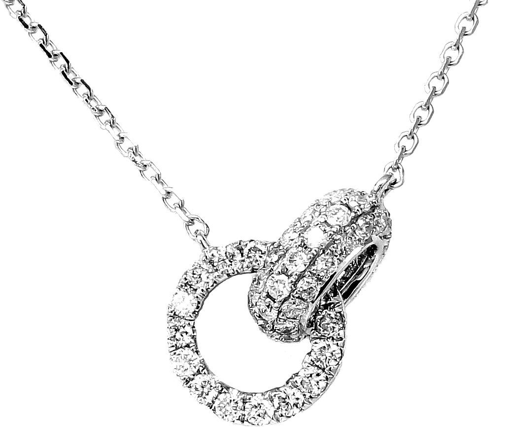 Designer Jewelry — 14K White Gold Diamond Knot Pendant in Tarzana, CA