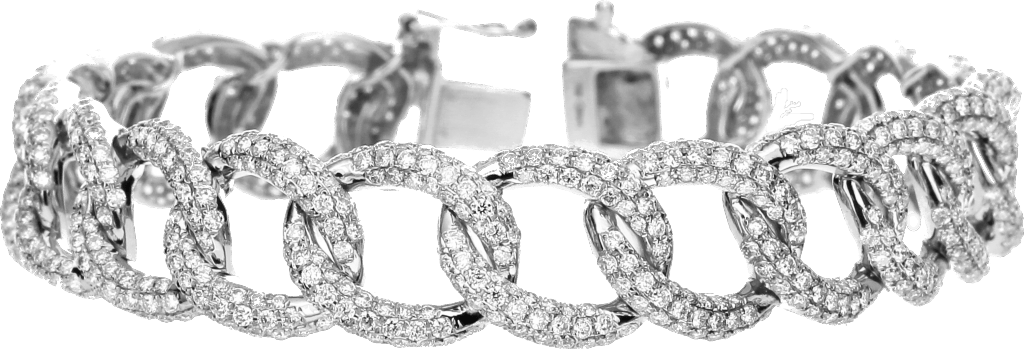 Doves — Lds 18K WG Open All Diamond Link Bracelet in Tarzana, CA