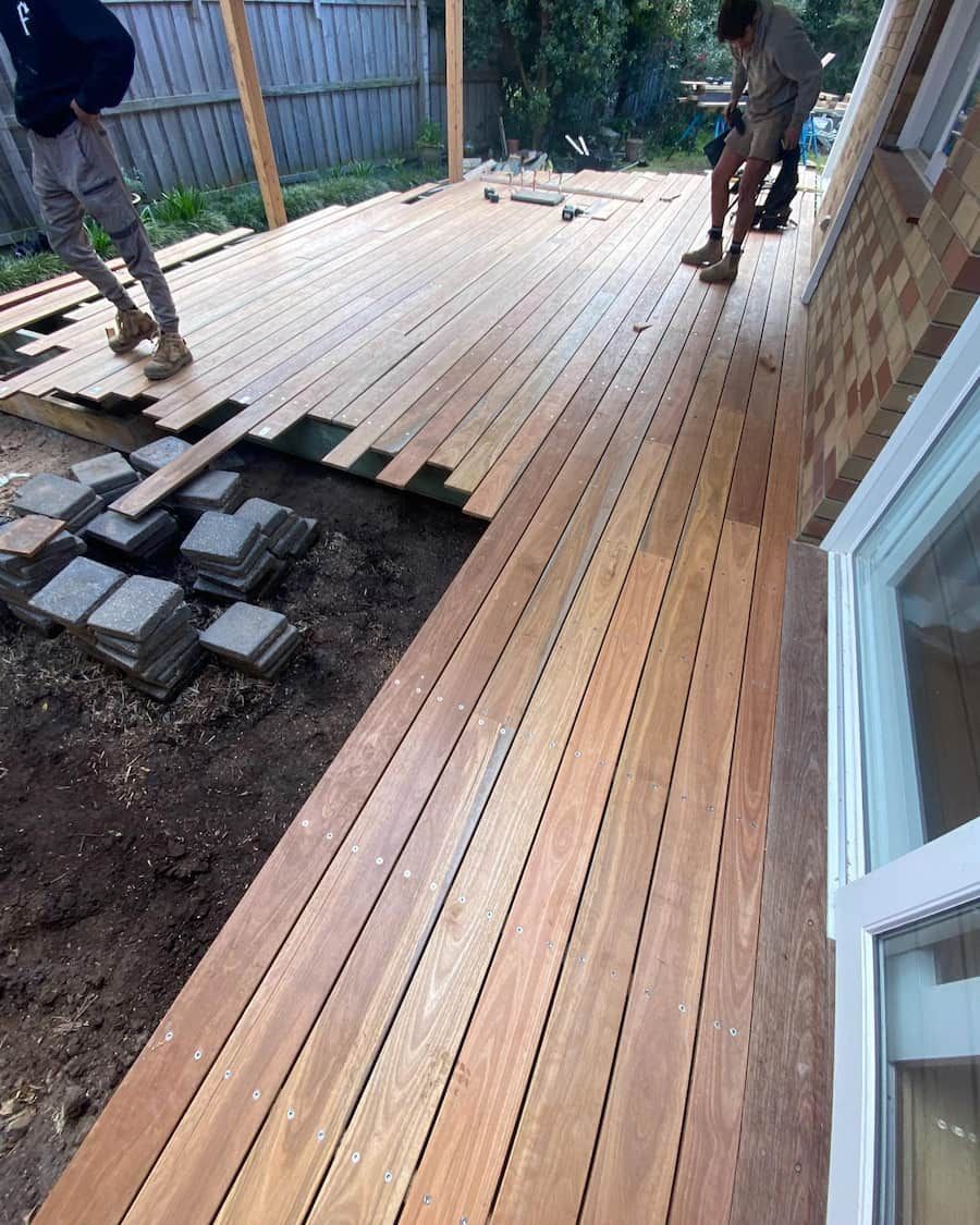 Wooden Deck Is Being Built on The Side of A House — Flintoff Constructions in Charlemont, VIC