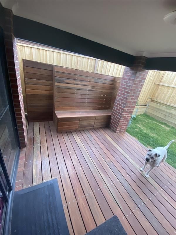 A Wooden Fences in Front of A Garden Bed and Stones — Flintoff Constructions in Charlemont, VIC