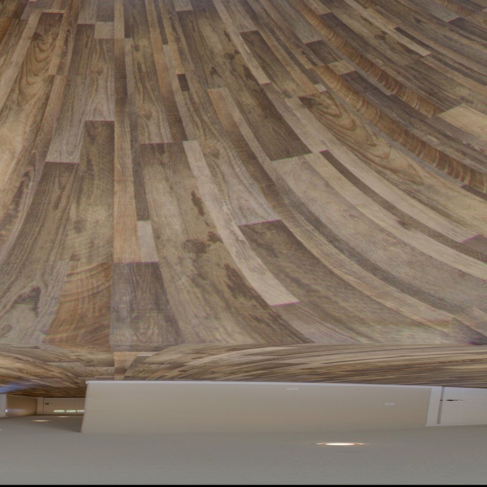 A close up of a wooden floor with a curved pattern.