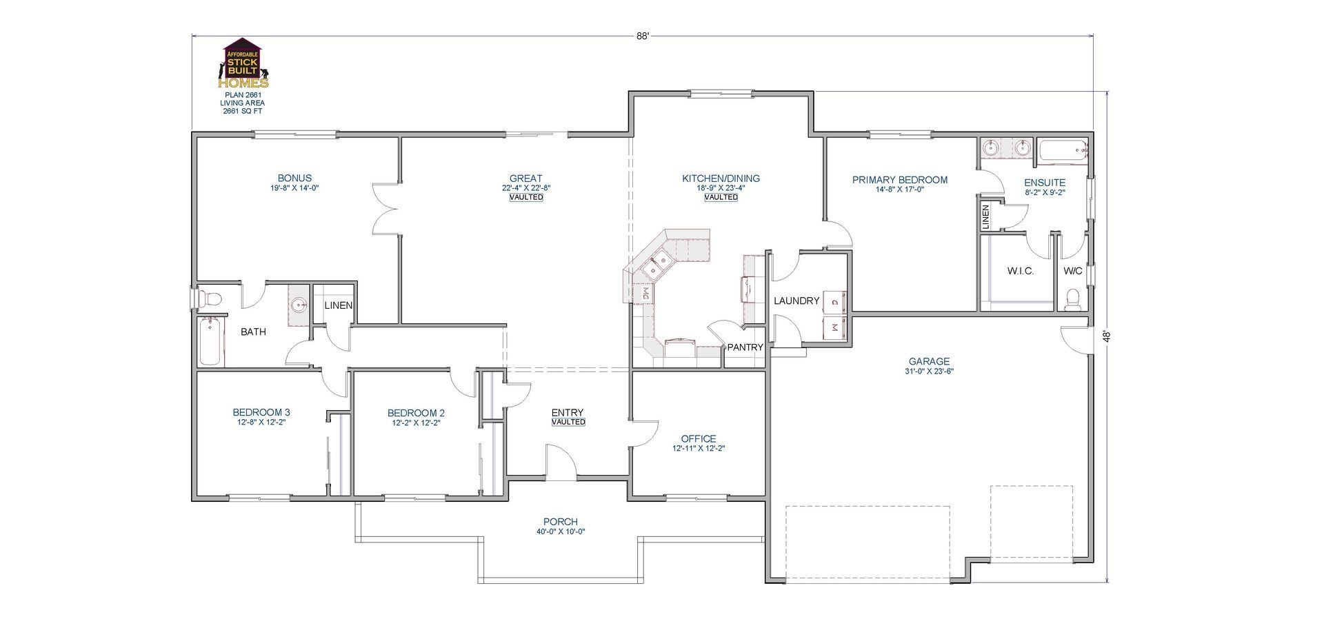 A black and white floor plan of a house with measurements.