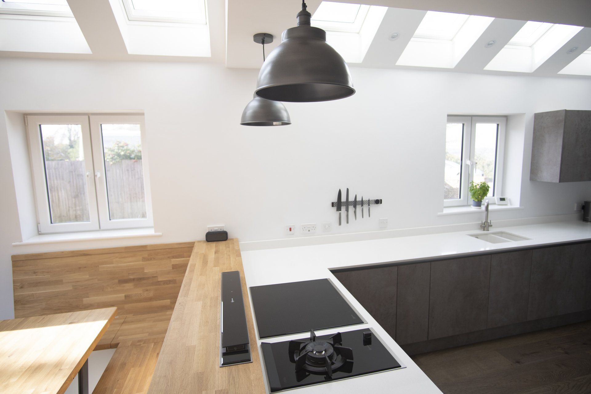 Modern concrete kitchen and dining room completed in 2017