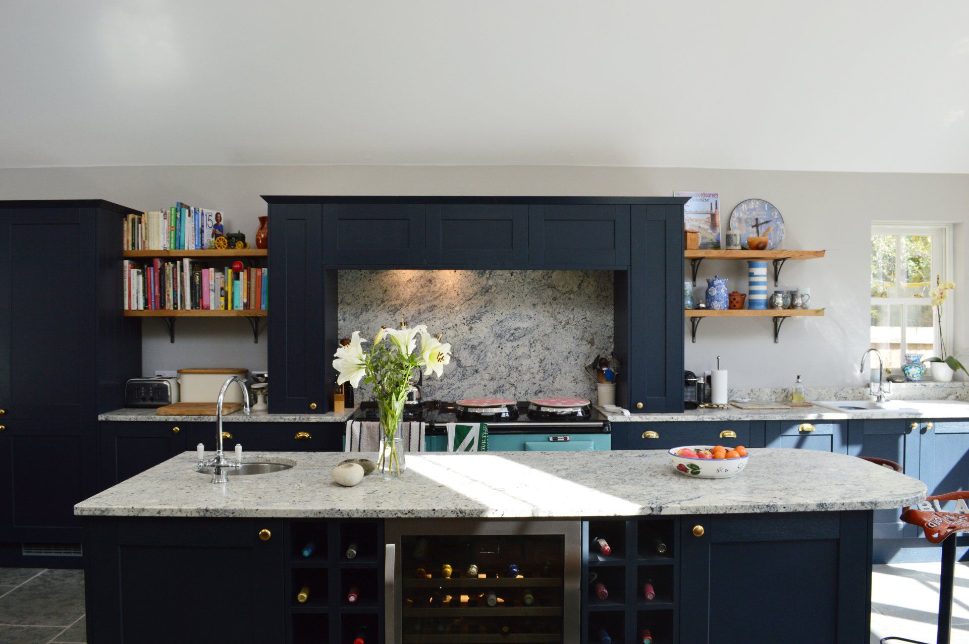 Timeless, classic navy kitchen for the Shakespeare family, completed 2019