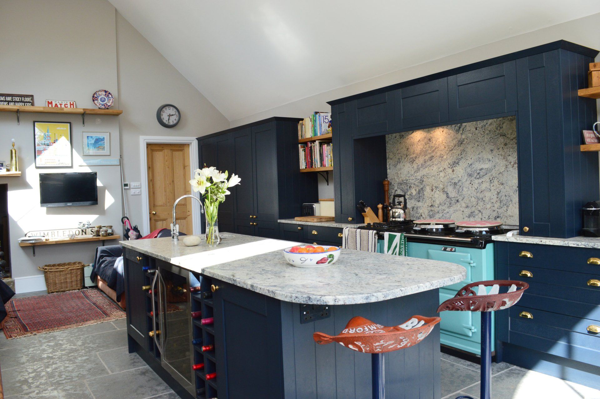 Timeless, classic navy kitchen for the Shakespeare family, completed 2019