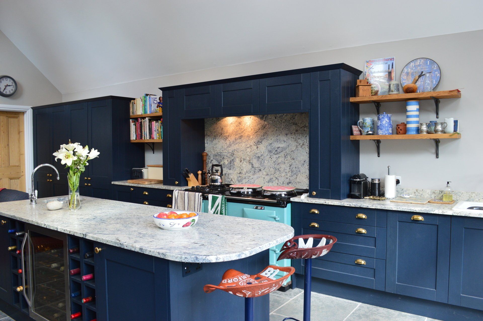 Timeless, classic navy kitchen for the Shakespeare family, completed 2019