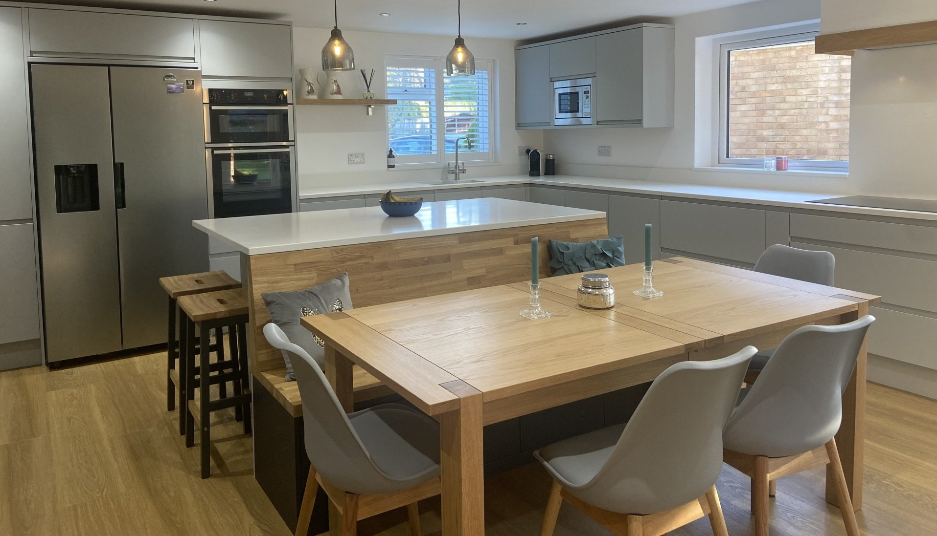 modern dining area and kitchen