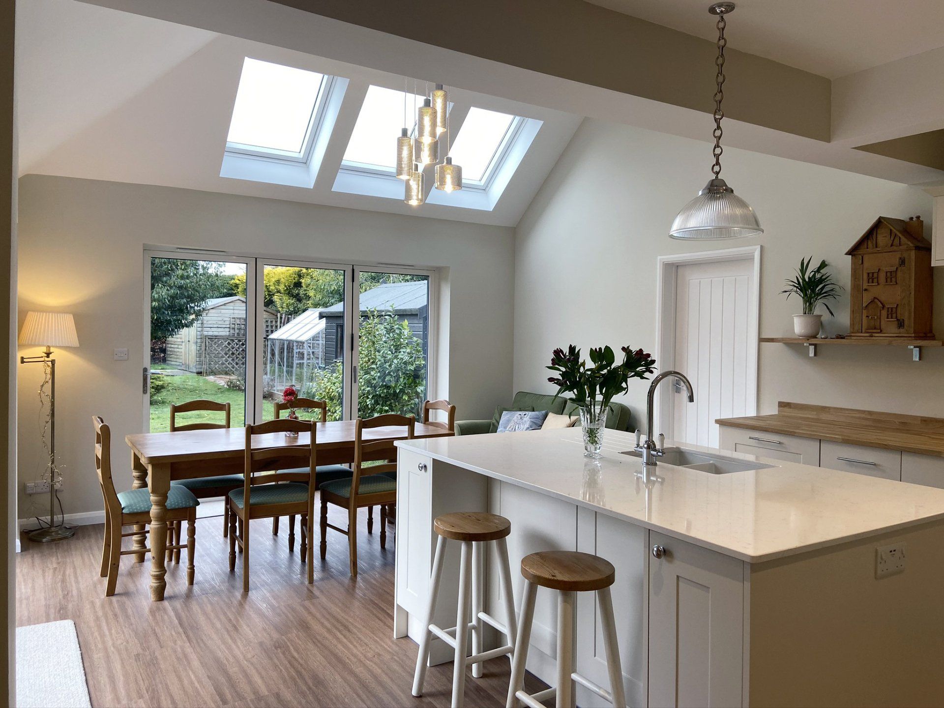 Contemporary, light, cream shaker kitchen for Scarlett Baker in Leamington Spa, 2019