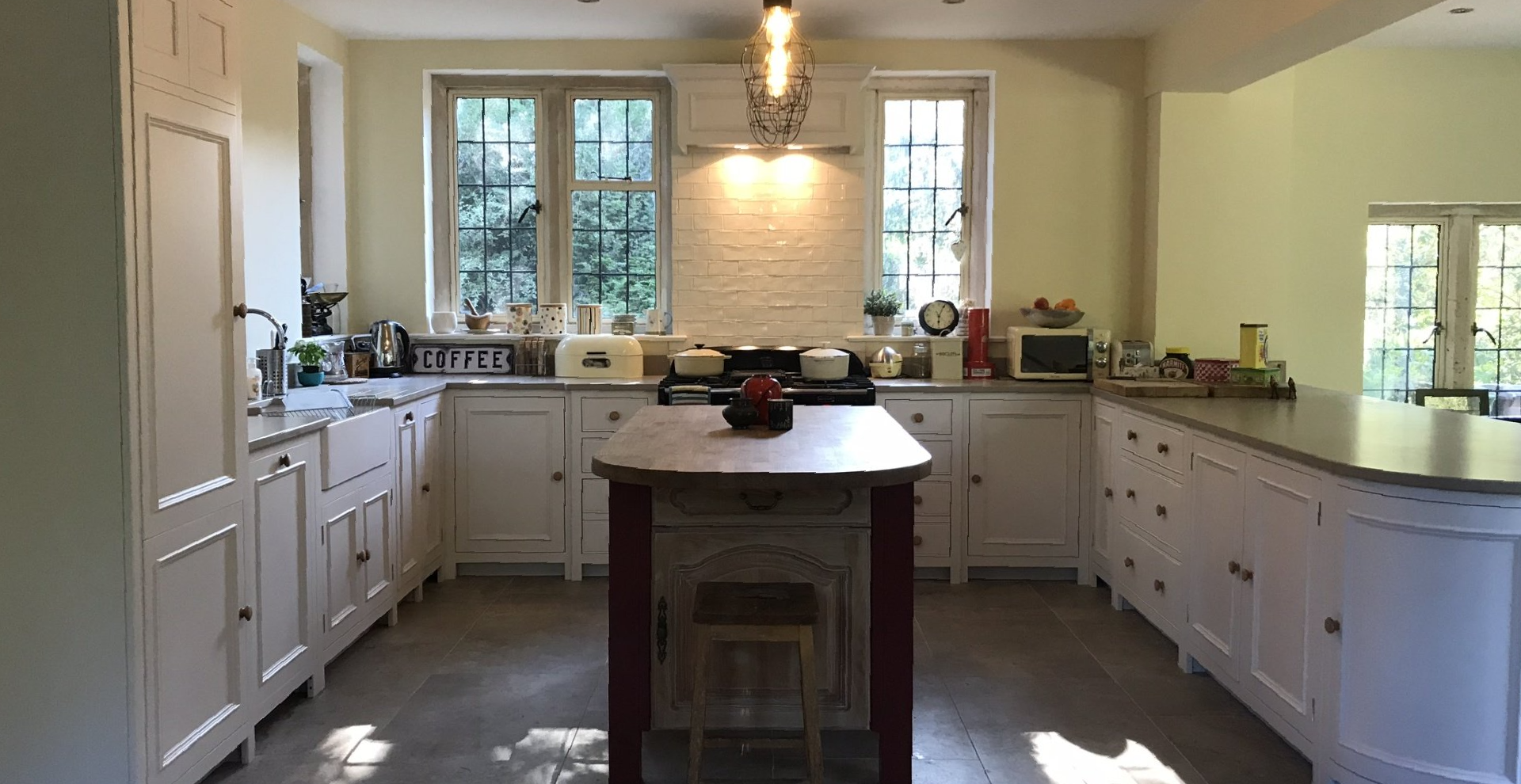 kitchen with upcycled island unit in a Georgian home