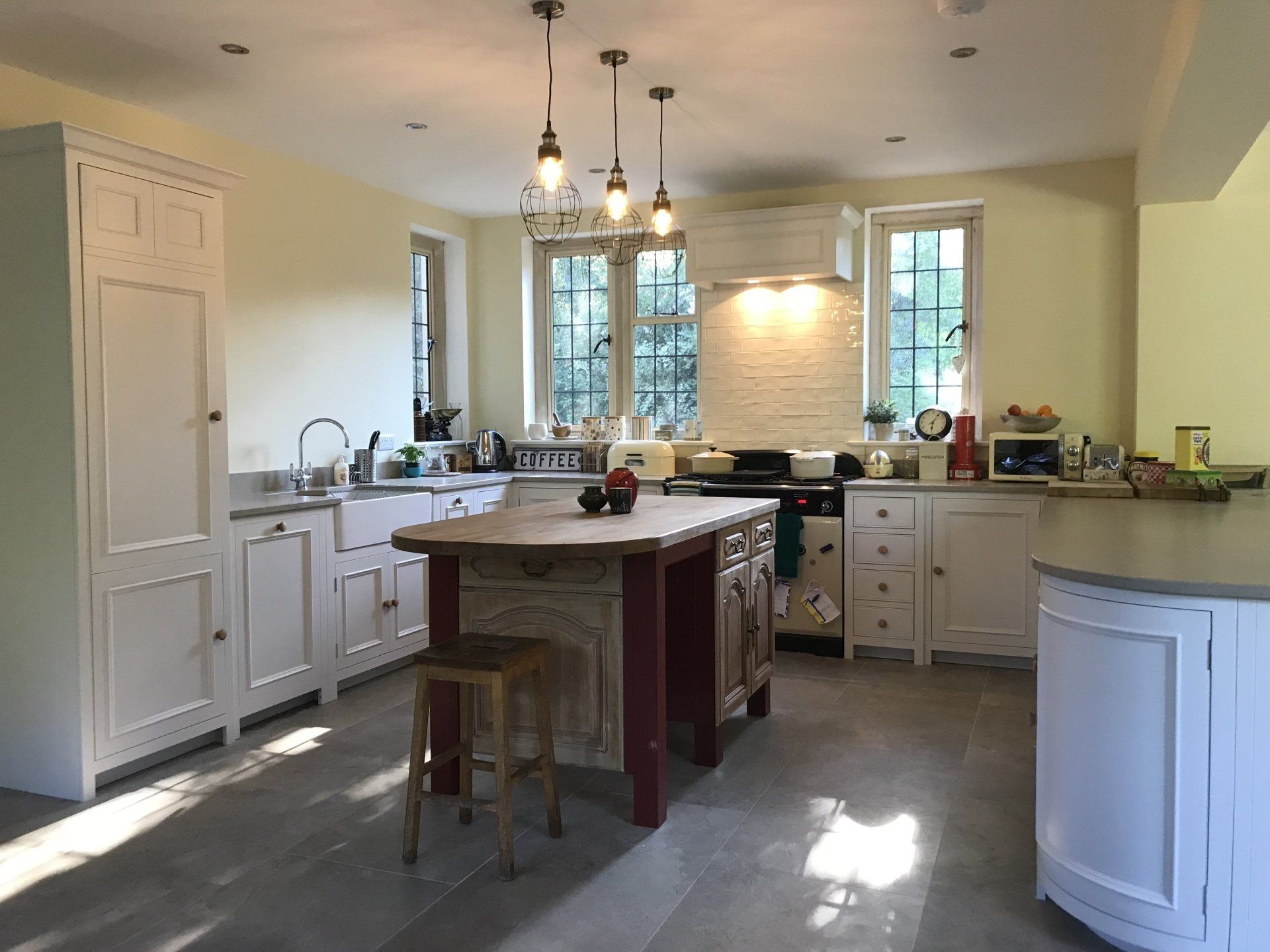 Traditional, bright kitchen with upcycled island, completed in Newbury in 2017