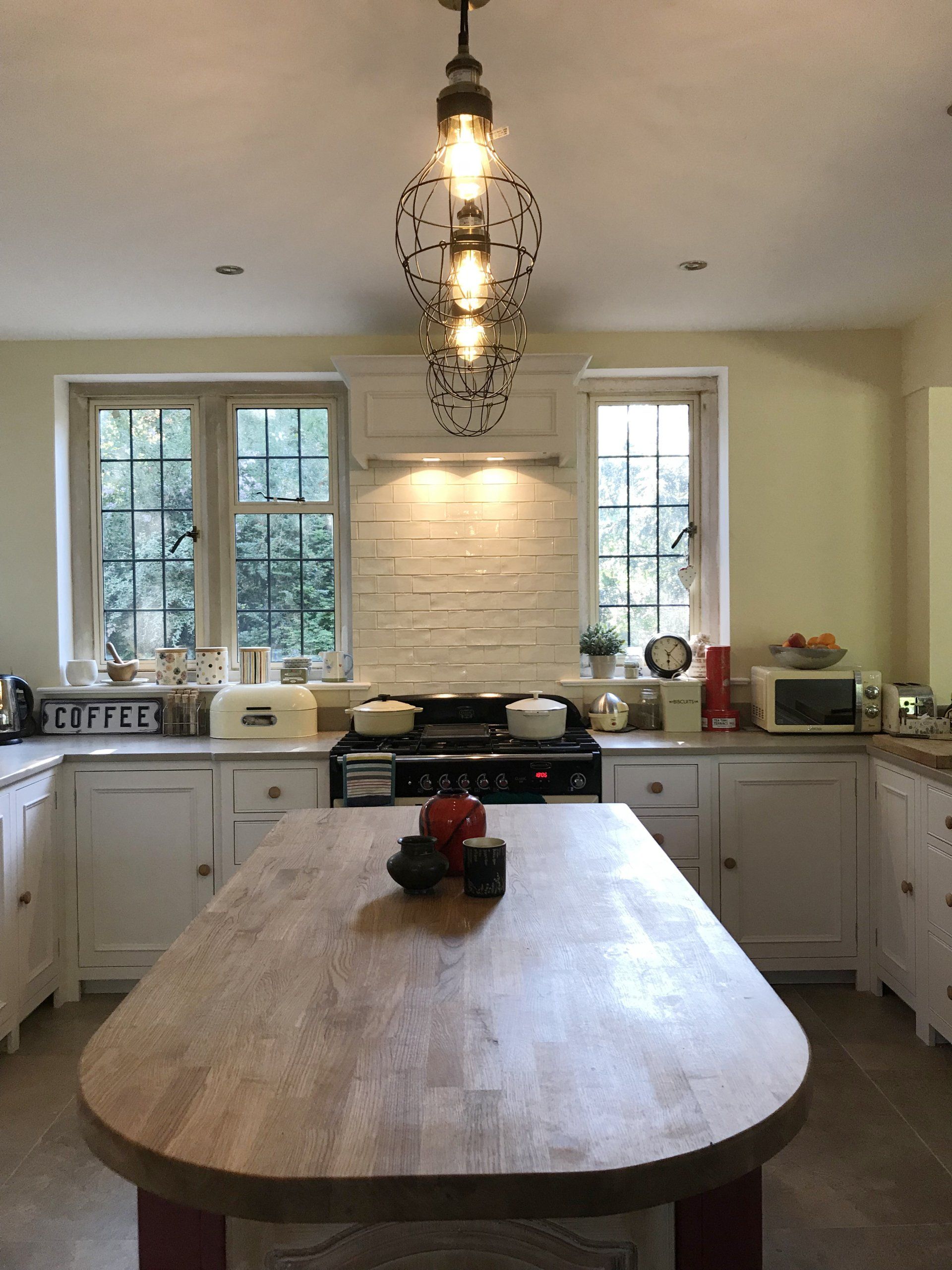 Traditional, bright kitchen with upcycled island, completed in Newbury in 2017