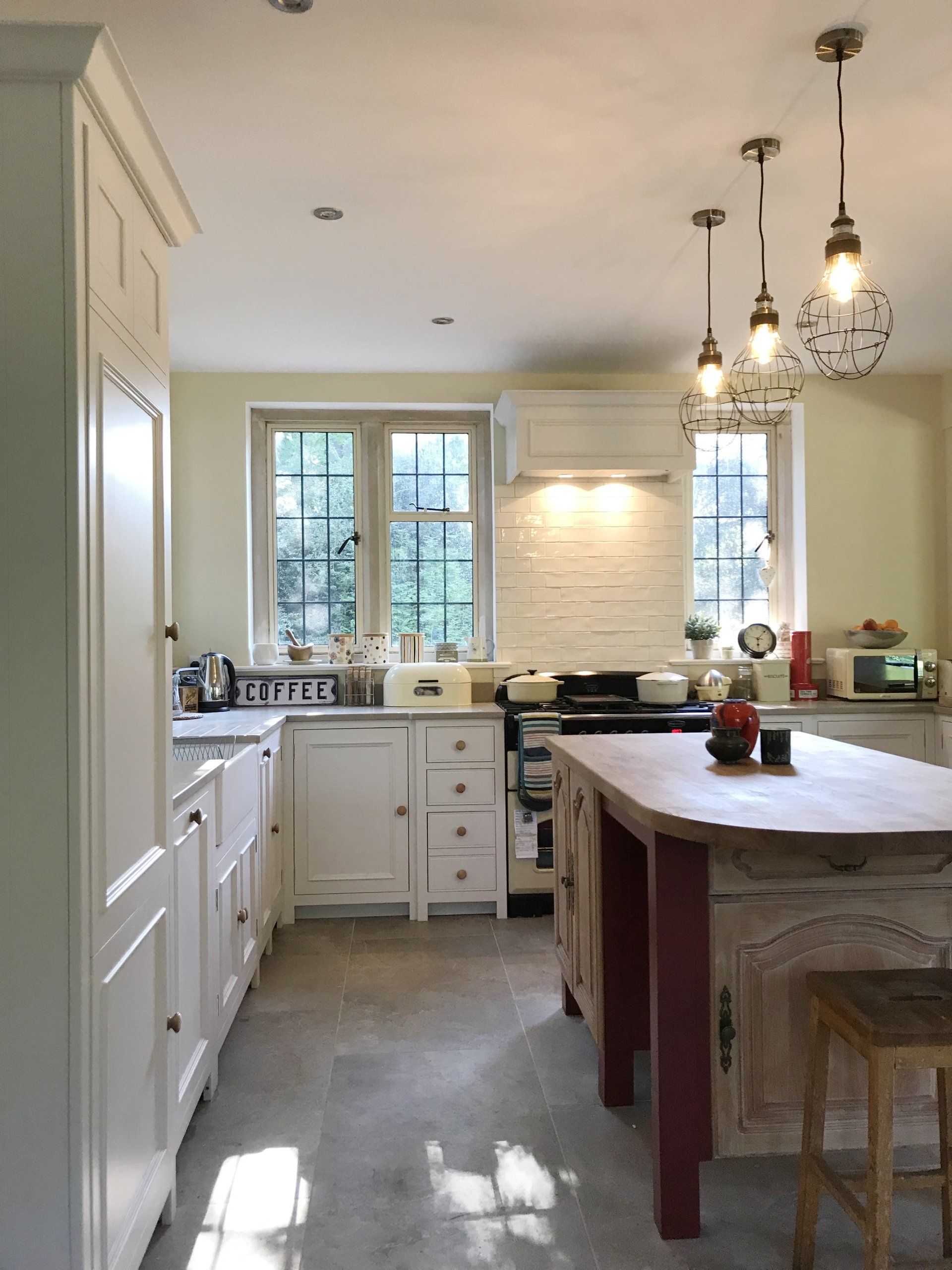 Traditional, bright kitchen with upcycled island, completed in Newbury in 2017