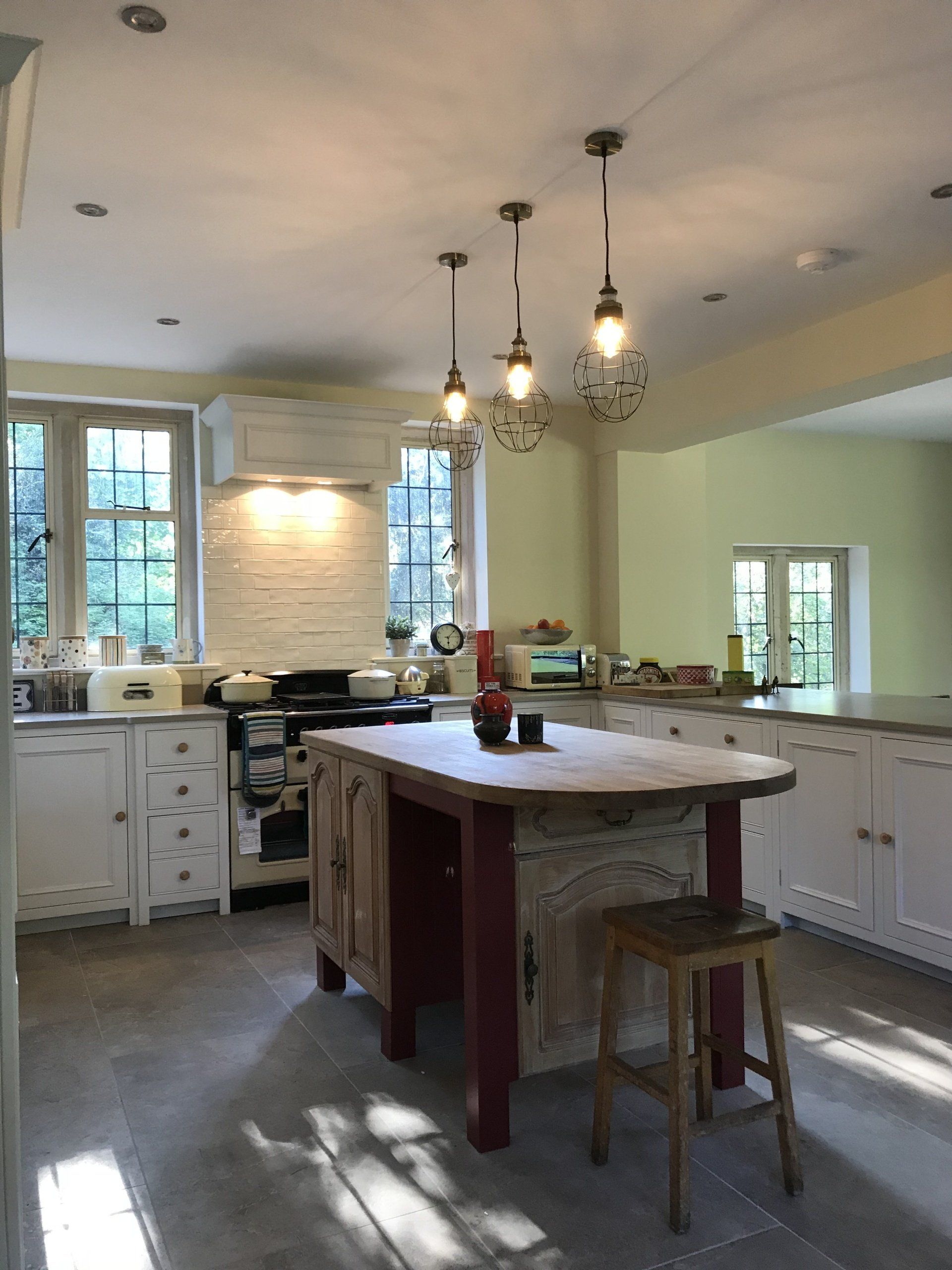 Traditional, bright kitchen with upcycled island, completed in Newbury in 2017