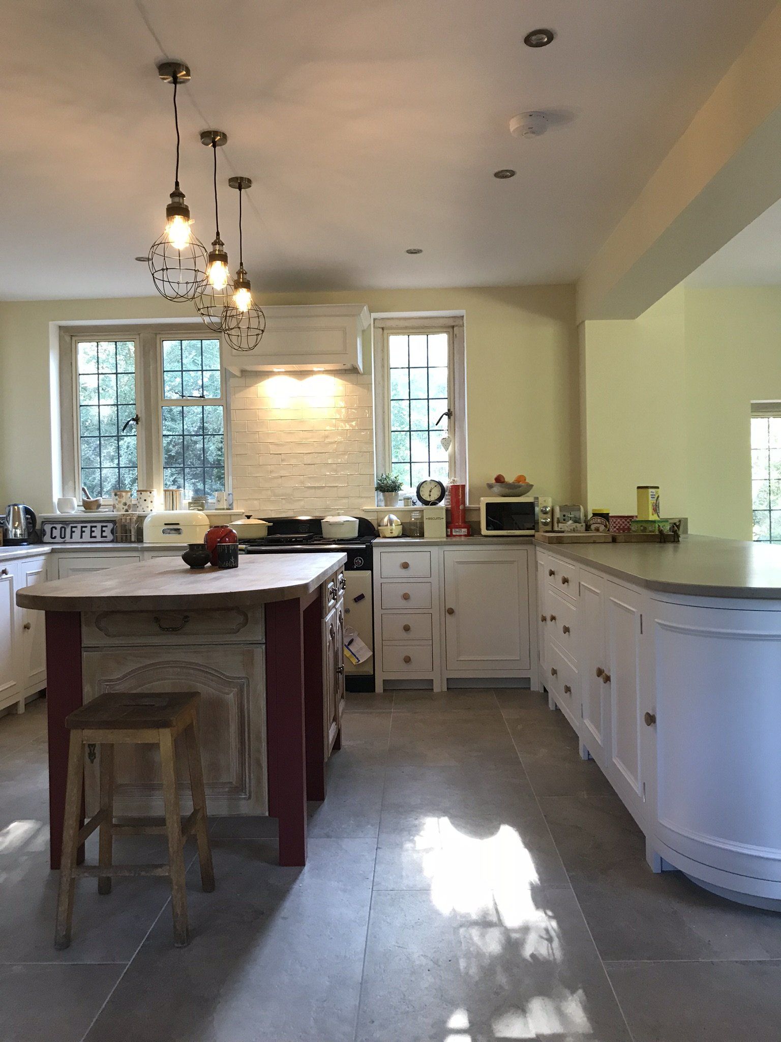Traditional, bright kitchen with upcycled island completed in Newbury, 2017