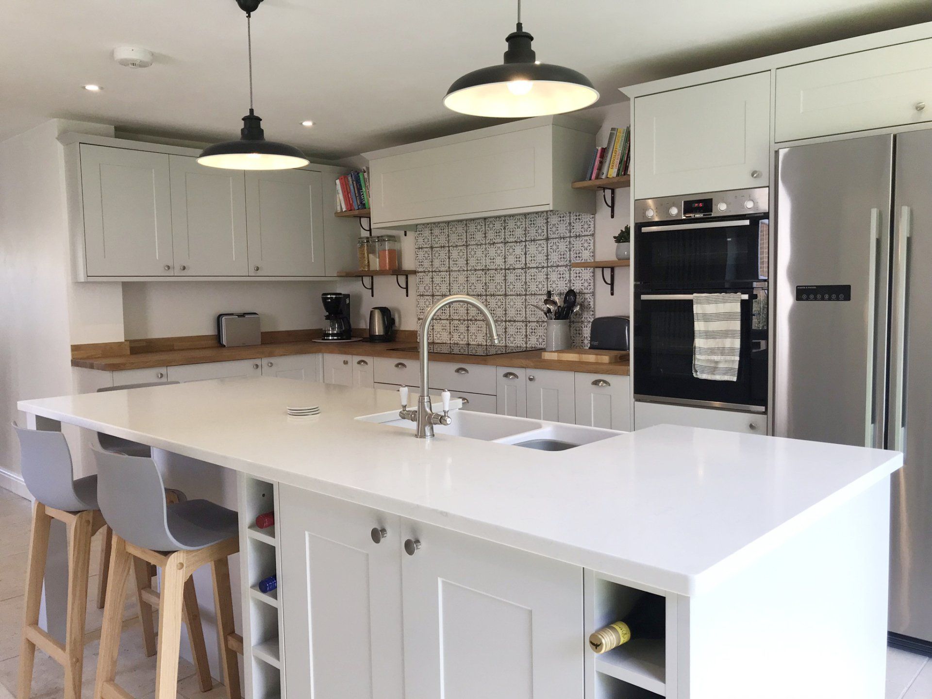 Contemporary light shaker grey kitchen for Rosie Ginn, Burghclere, completed in 2019