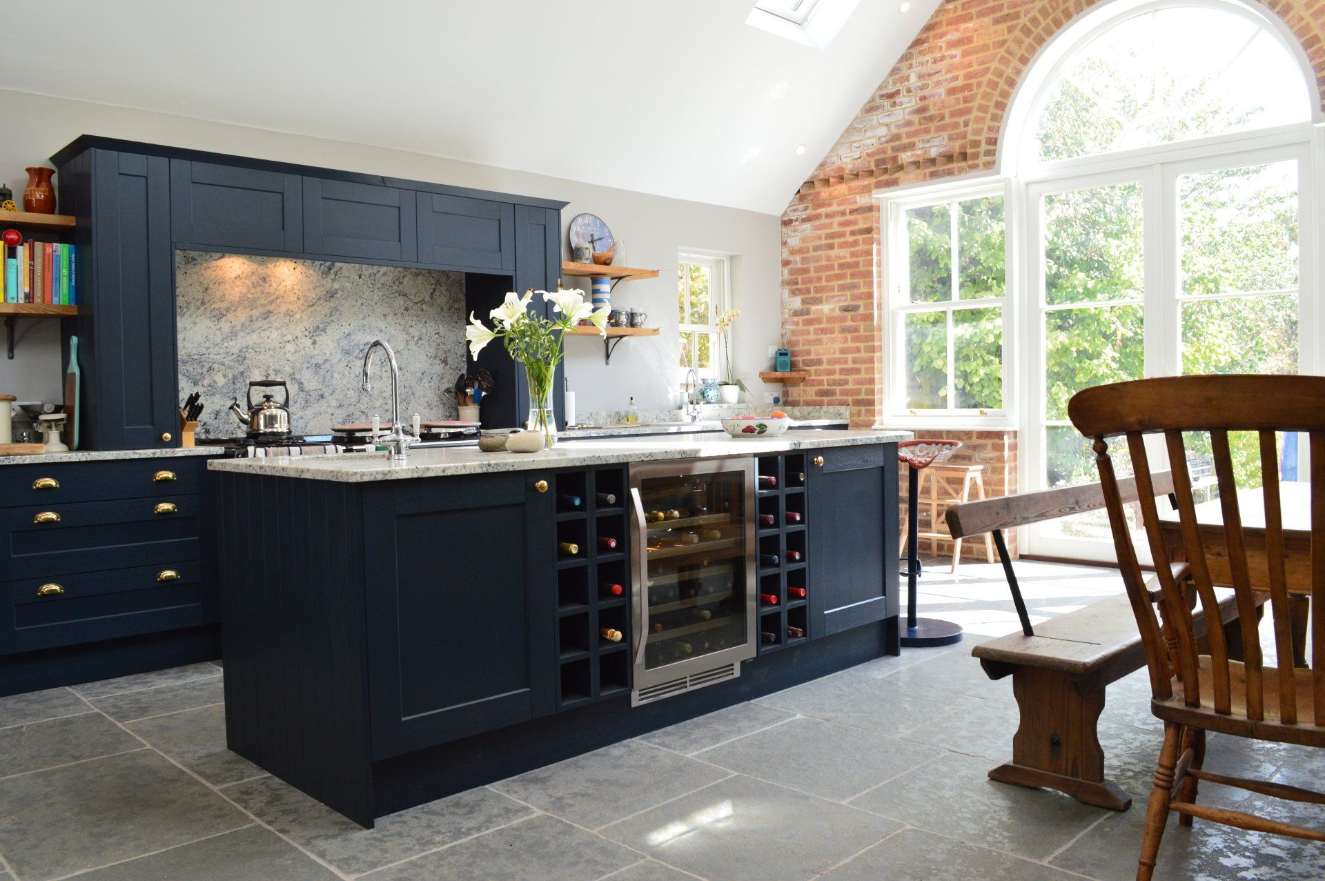 Timeless, classic navy kitchen for the Shakespeare family, completed 2019