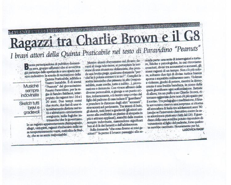 Articolo 'Ragazzi tra Charlie Brown e il G8'