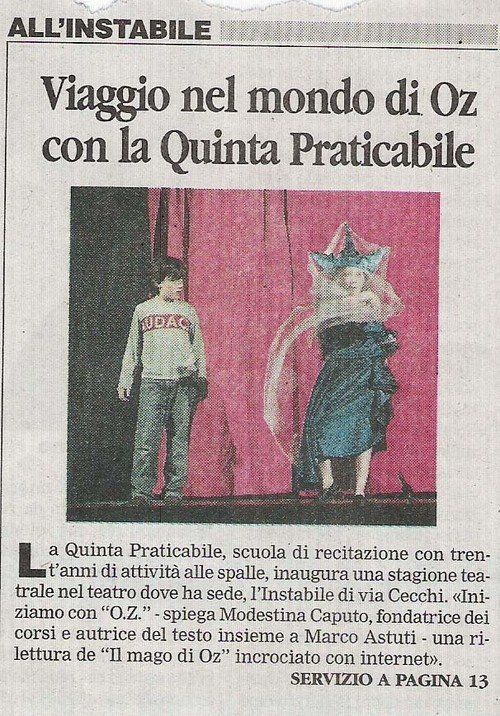 Articolo 'Viaggio nel mondo di Oz con la Quinta Praticabile'