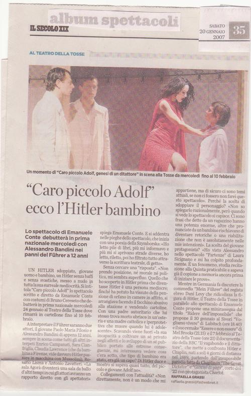Articolo 'Caro piccolo Adolf ecco il piccolo Hitler'