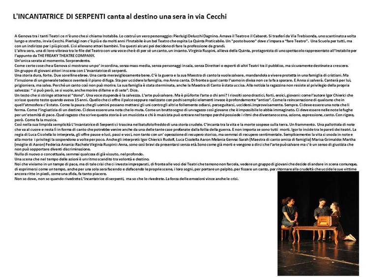 Articolo ' L'incantatrice dei serpenti'