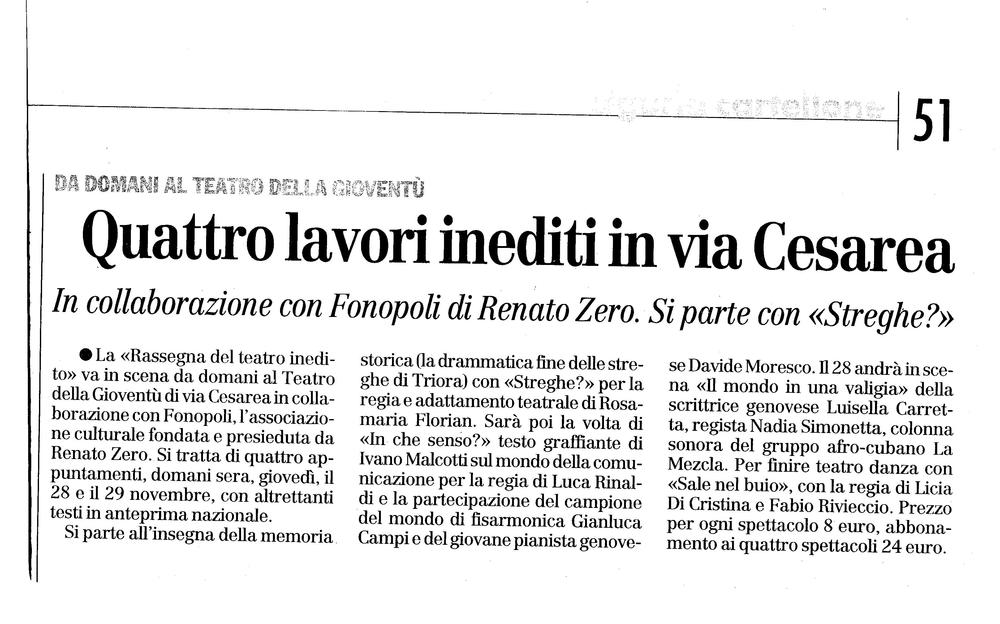 Articolo 'Quattro lavori inediti in via Cesarea'