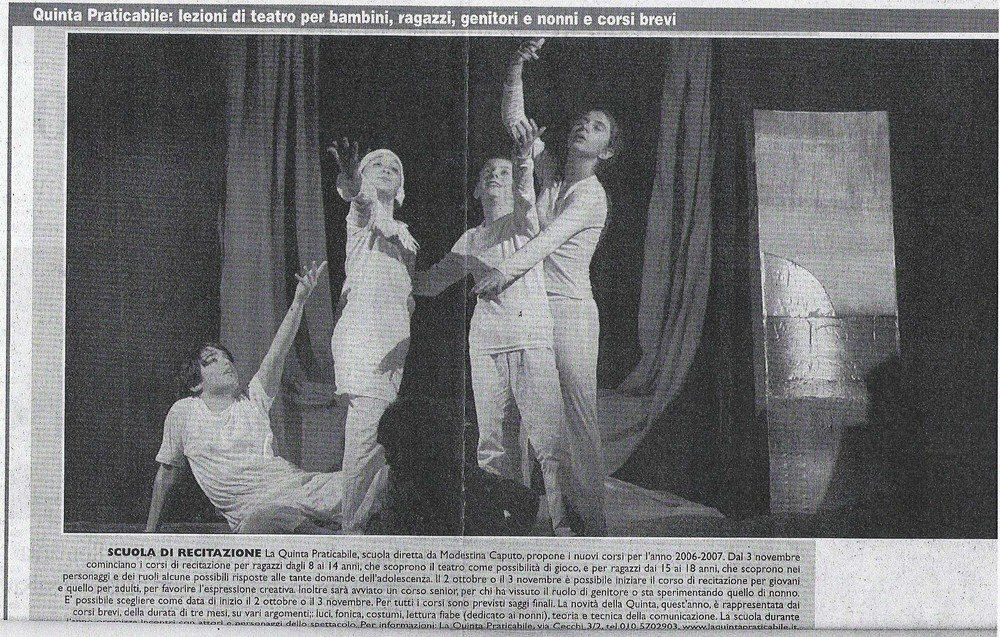 Articolo 'Quinta Praticabile: lezioni di teatro per bambini, ragazzi, genitori e nonni e corsi brevi'