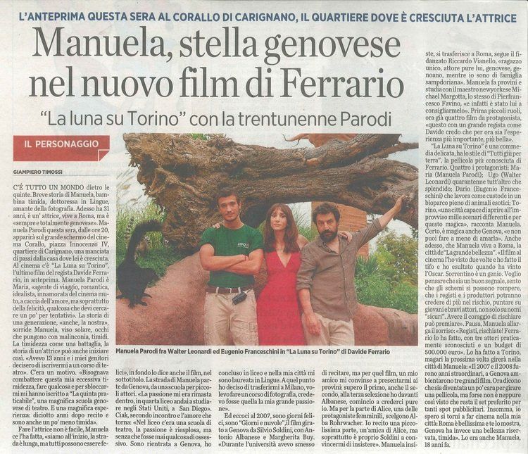Articolo 'Manuela, stella genovese nel nuovo film di Ferrario'