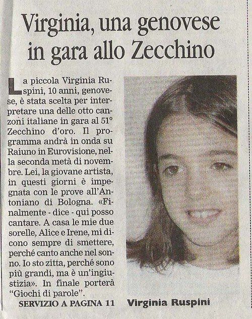 Articolo 'Virginia, una genovese in gara allo Zecchino'