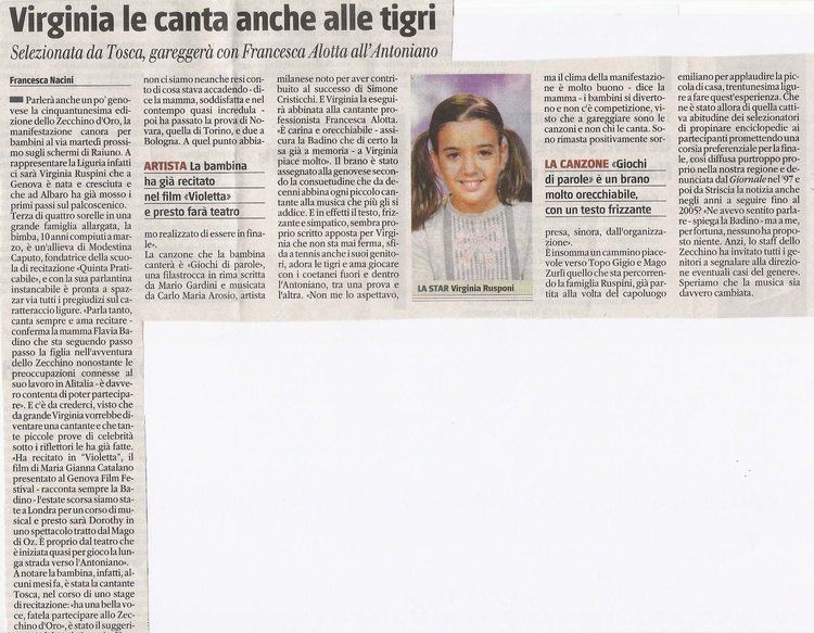 Articolo 'Virginia le canta anche alle tigri'