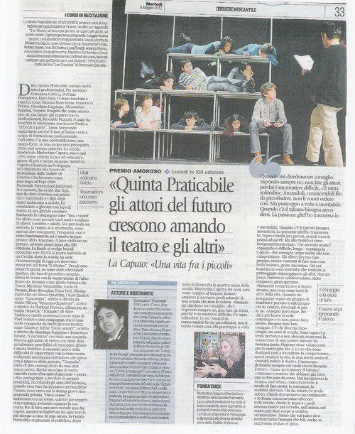 Articolo 'Quinta Praticabile gli attori del futuro crescono amando il teatro e gli altri'
