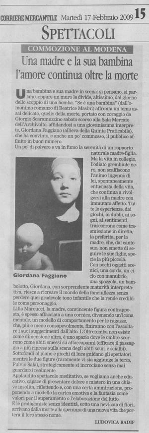 Articolo ' Una madre e la sua bambina l'amore continua oltre la morte'