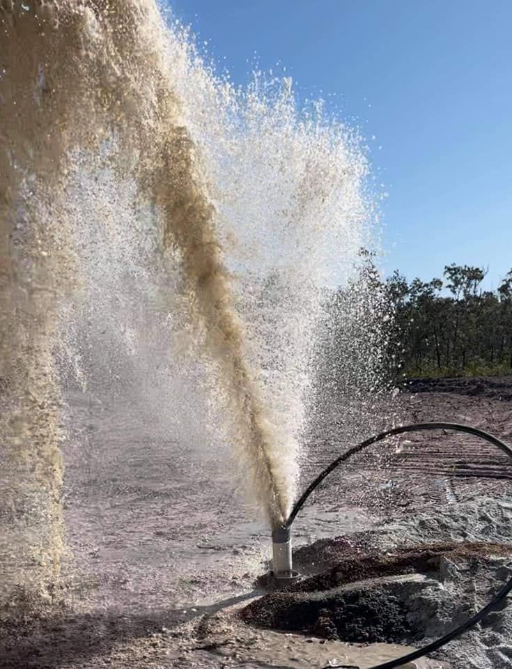 Muddy Water Surging from the Borehole — Grid Drilling in Mount Perry, QLD