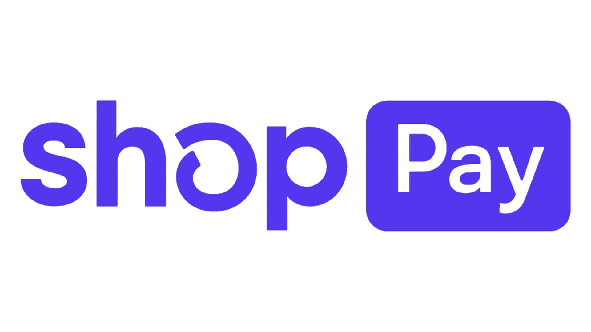 The logo for shop pay is a purple and white logo on a white background.