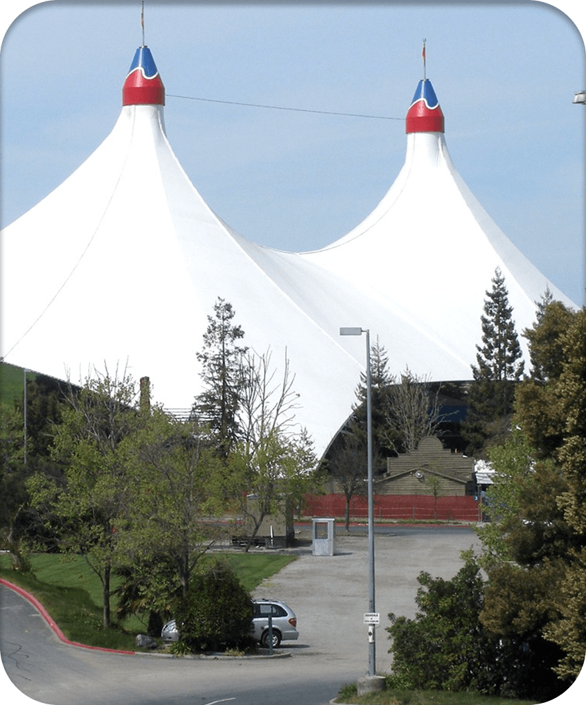 Shoreline Ampitheatre tents on a sunny day