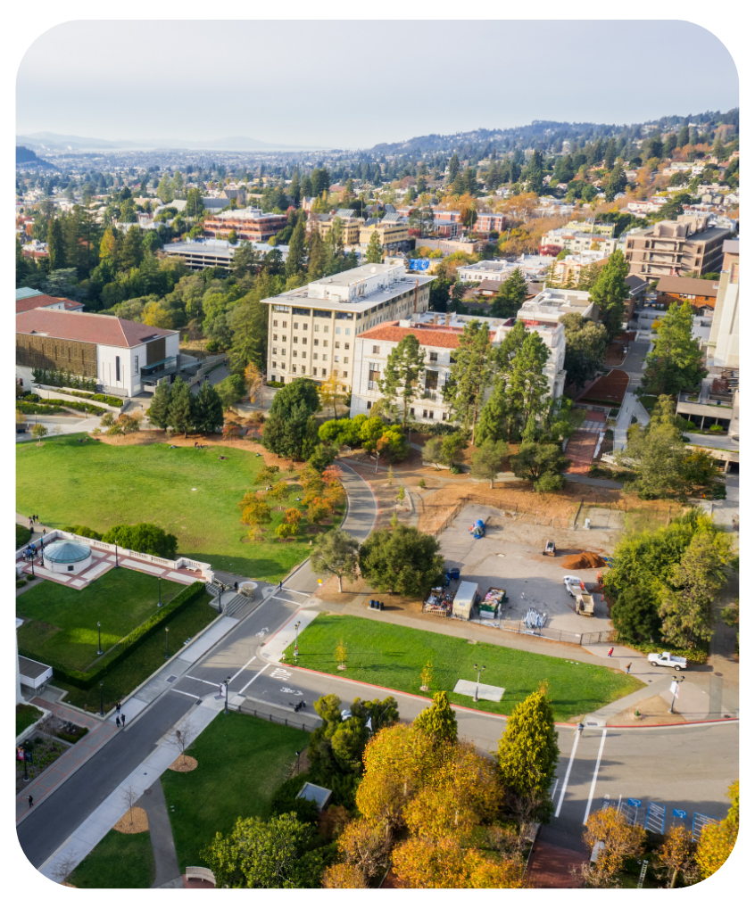 An aerial view of buildings in University of California, Berkeley