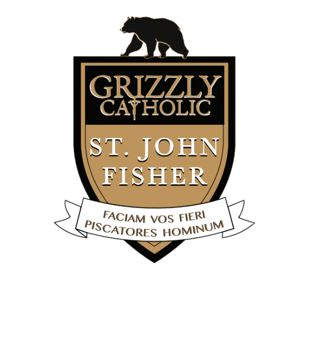 A logo for grizzly catholic st. john fisher