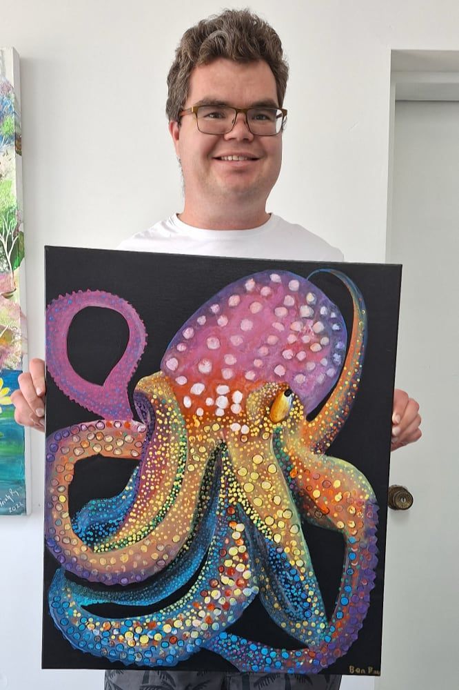 Octopus Painting on canvas at Sensory Art Studio